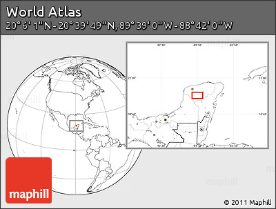 Blank Location Map of the Area around 20° 22' 55" N, 89° 10' 30" W