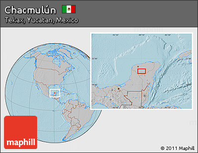 Gray Location Map of Chacmulún, hill shading