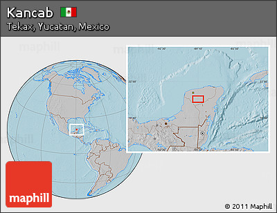 Gray Location Map of Kancab, hill shading