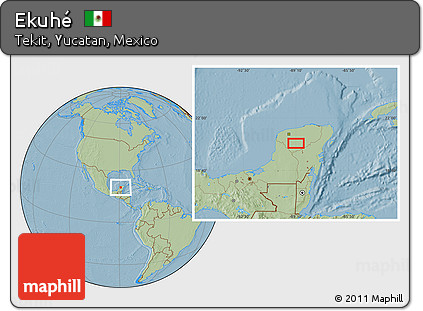 Savanna Style Location Map of Ekuhé, hill shading