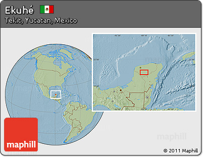 Savanna Style Location Map of Ekuhé, hill shading