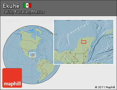 Savanna Style Location Map of Ekuhé, hill shading
