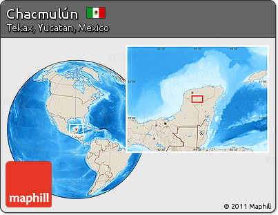 Shaded Relief Location Map of Chacmulún