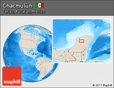 Shaded Relief Location Map of Chacmulún