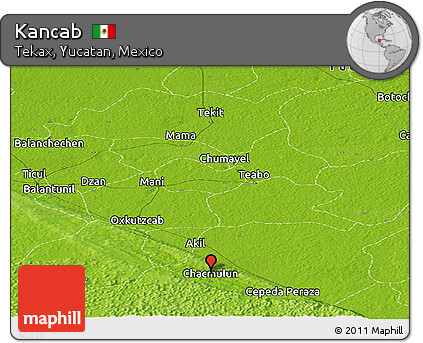 Physical Panoramic Map of Kancab