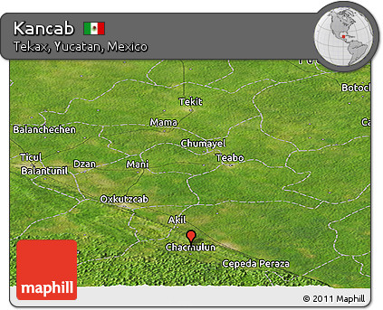 Satellite Panoramic Map of Kancab