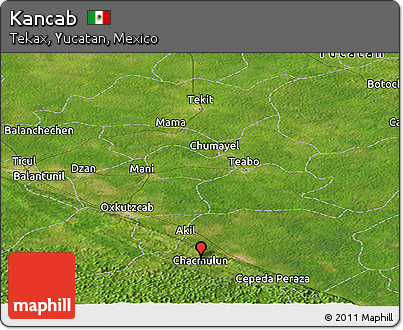 Satellite Panoramic Map of Kancab
