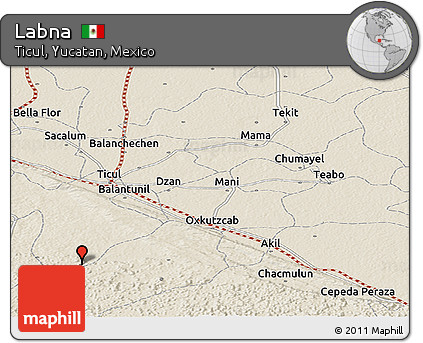 Shaded Relief Panoramic Map of Labna