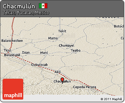 Shaded Relief Panoramic Map of Chacmulún
