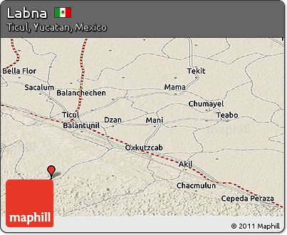 Shaded Relief Panoramic Map of Labna