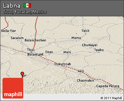 Shaded Relief Panoramic Map of Labna