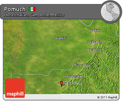 Satellite 3D Map of Pomuch