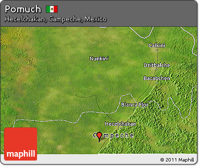 Satellite 3D Map of Pomuch