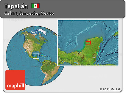 Satellite Location Map of Tepakán