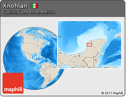 Shaded Relief Location Map of Xnohlan