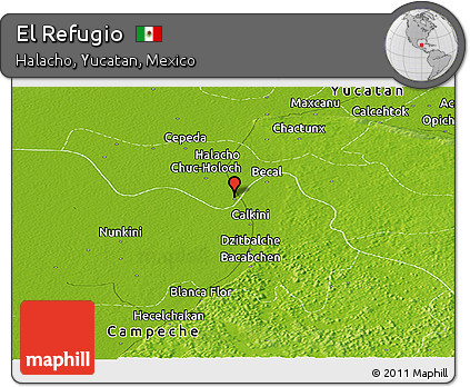 Physical Panoramic Map of El Refugio