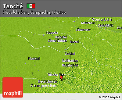 Physical Panoramic Map of Tanché