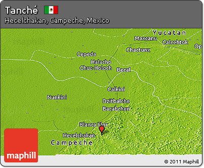Physical Panoramic Map of Tanché