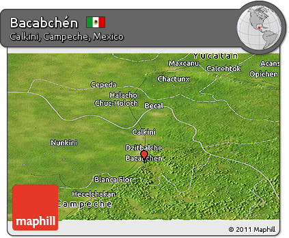 Satellite Panoramic Map of Bacabchén
