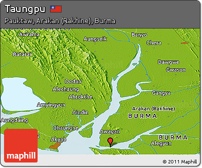 Physical Panoramic Map of Taungpu