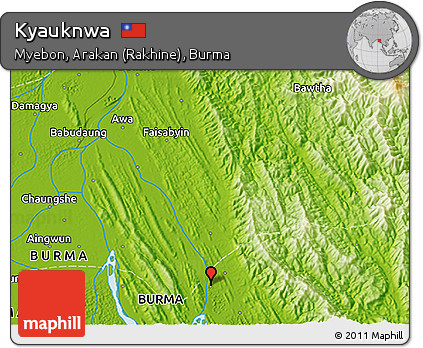 Physical 3D Map of Kyauknwa