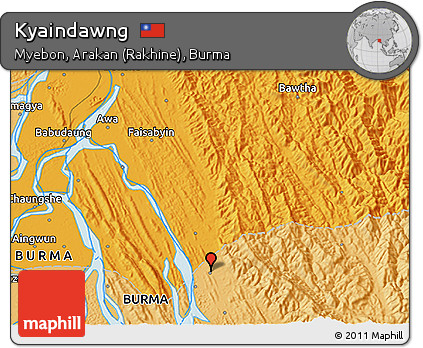Political 3D Map of Kyaindawng