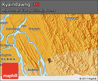 Political 3D Map of Kyaindawng