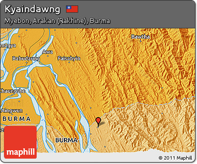 Political 3D Map of Kyaindawng