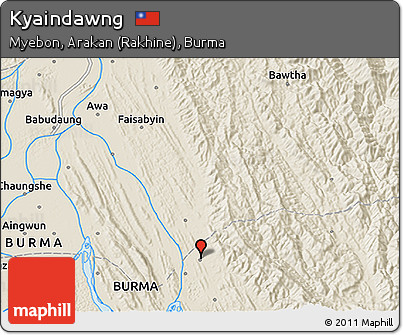 Shaded Relief 3D Map of Kyaindawng