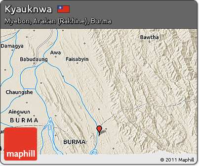 Shaded Relief 3D Map of Kyauknwa