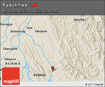 Shaded Relief 3D Map of Kyauknwa
