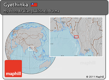 Gray Location Map of Gyethinka, hill shading