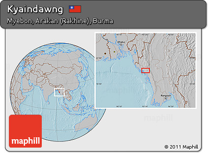 Gray Location Map of Kyaindawng, hill shading