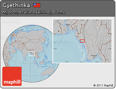Gray Location Map of Gyethinka, hill shading
