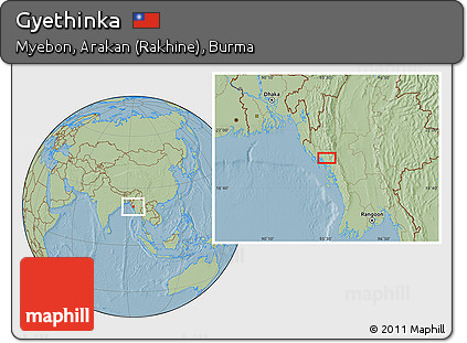 Savanna Style Location Map of Gyethinka, hill shading