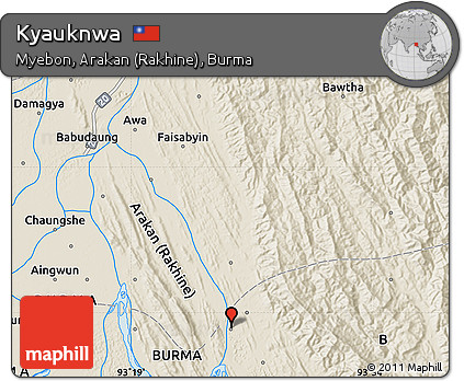 Shaded Relief Map of Kyauknwa