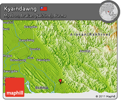 Physical Panoramic Map of Kyaindawng