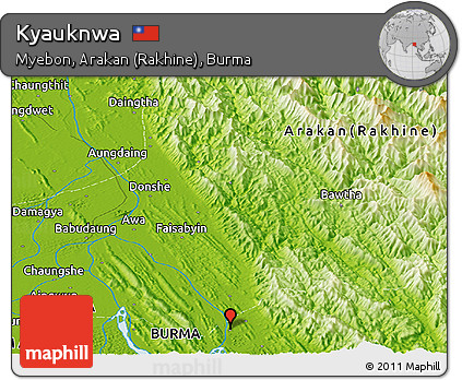 Physical Panoramic Map of Kyauknwa