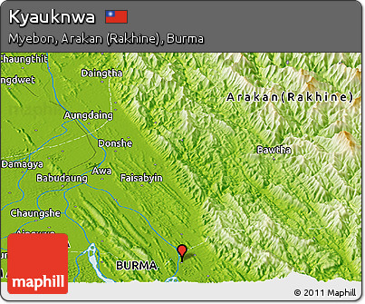 Physical Panoramic Map of Kyauknwa