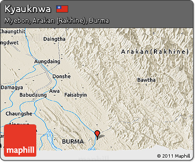 Shaded Relief Panoramic Map of Kyauknwa