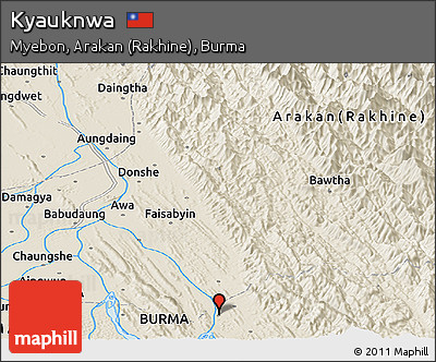 Shaded Relief Panoramic Map of Kyauknwa