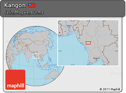 Gray Location Map of Kangon