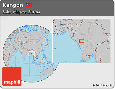 Gray Location Map of Kangon