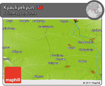Physical Panoramic Map of Kyaukyekyun