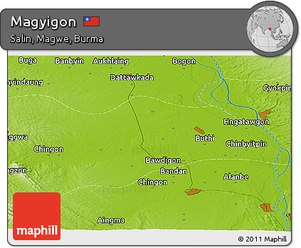Physical Panoramic Map of Magyigon