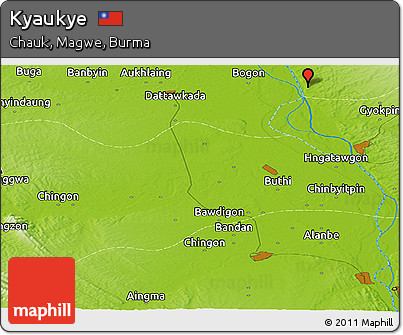 Physical Panoramic Map of Kyaukye