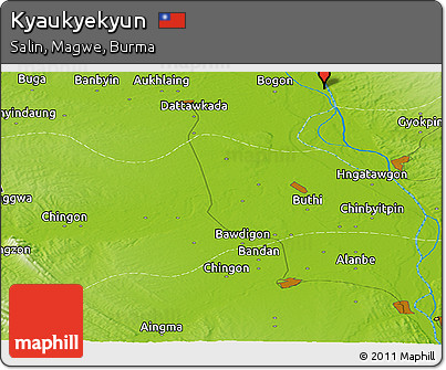 Physical Panoramic Map of Kyaukyekyun