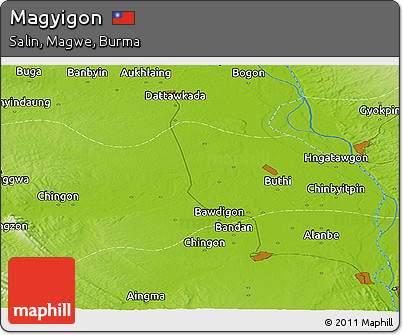 Physical Panoramic Map of Magyigon