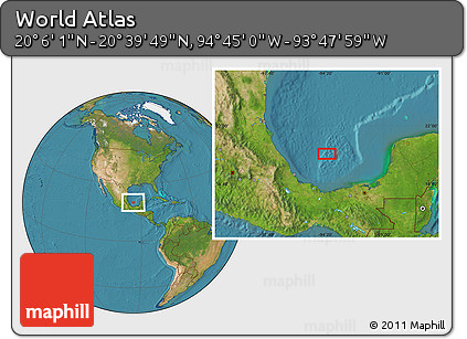 Satellite Location Map of the Area around 20° 22' 55" N, 94° 16' 30" W