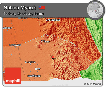Political 3D Map of Natma Myauk